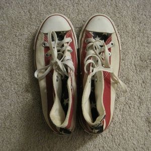 Converse All Star Red White Blue Flag High Tops